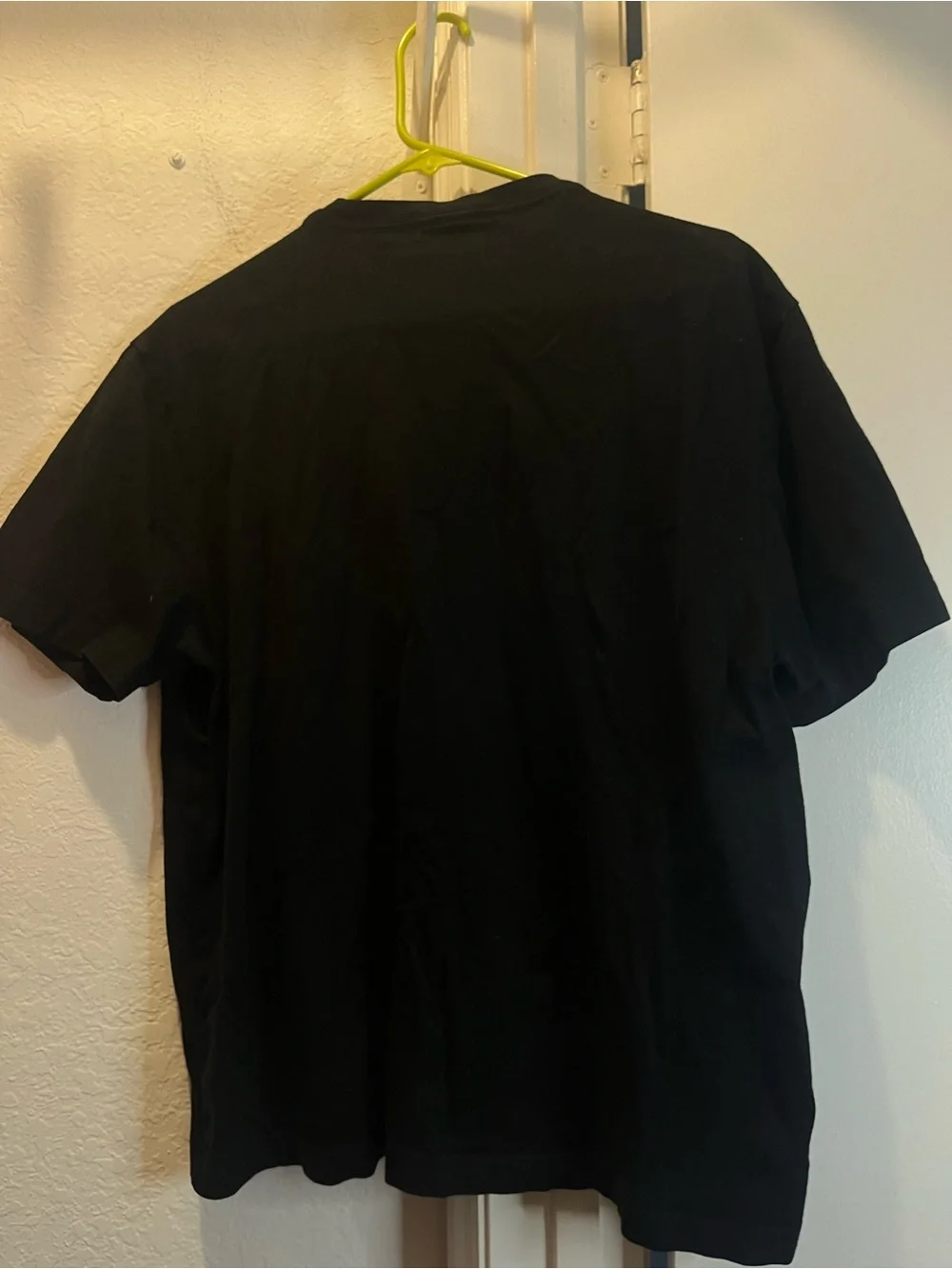True Religion Black Crewneck T-Shirt with Multi-Color Patch Details